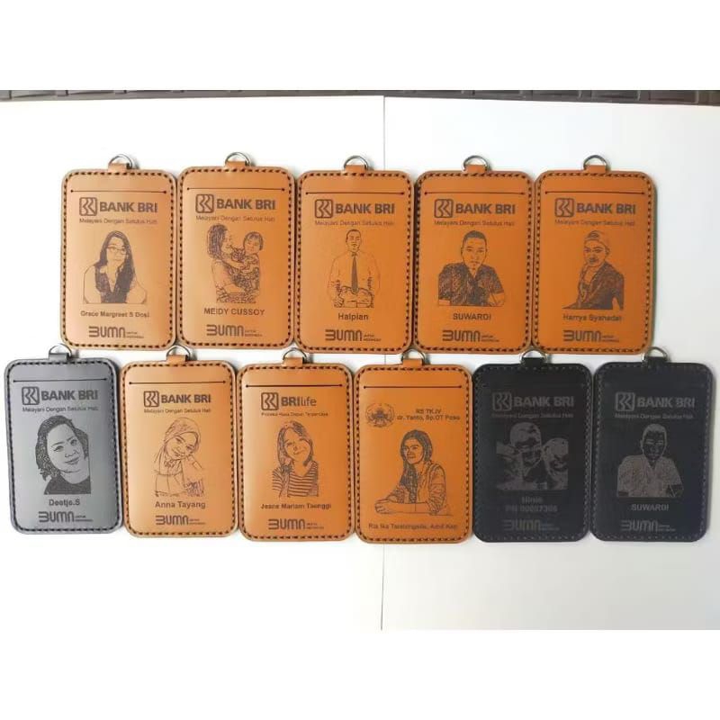 

ID Card Holder Kulit Asli/Name Tag Kulit Custom 2 Lapis 2 Slot Kartu Dibelakang
