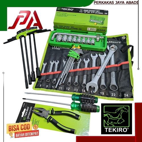 TEKIRO PAKET KUNCI BENGKEL 1 SET LENGKAP FULL SET / Kunci Shock ( 8 - 24 Mm ) + Ring Pas Set ( 8 - 2