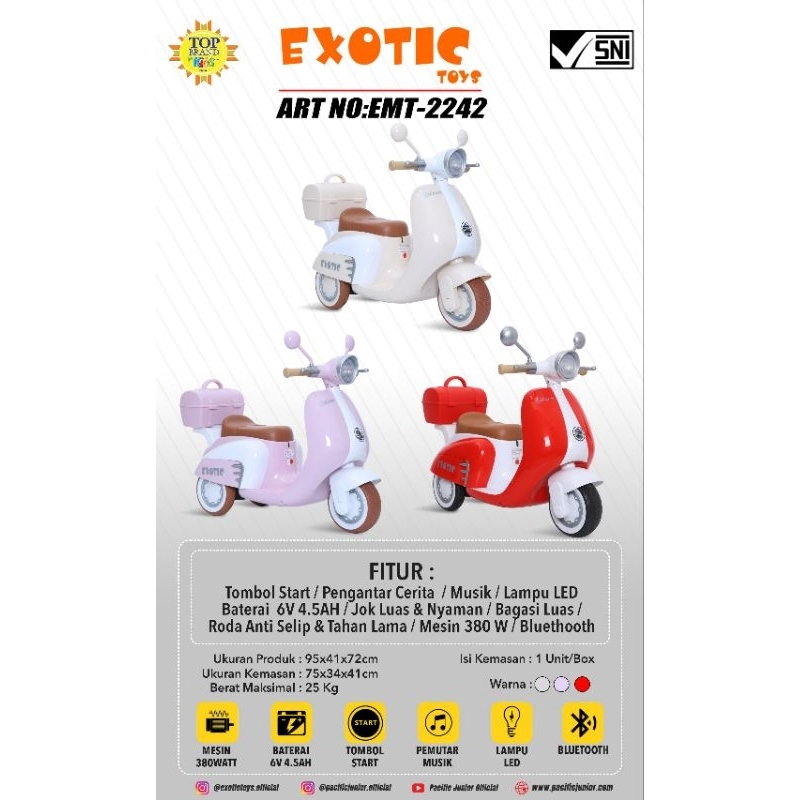 Mainan Motor Aki Anak Vespa Exotic EMT-2242