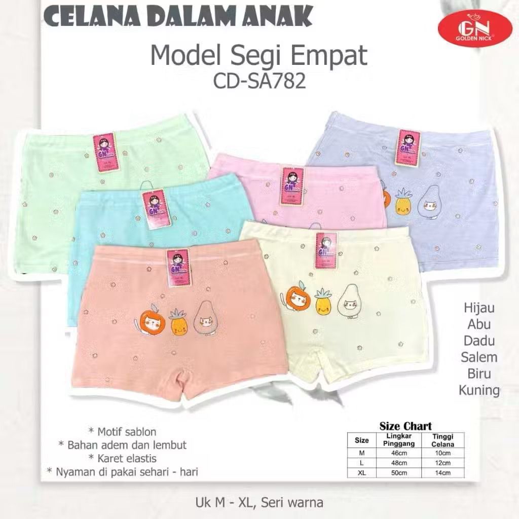 PROMO GOLDEN NICK | Celana Dalam Anak Perempuan GOLDEN NICK Art GN SA 782 - CD Anak Ukuran M-L-XL