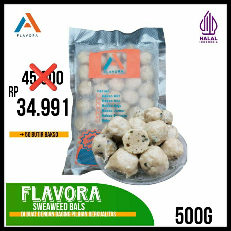 

FLAVORA SEAWEED BALS 500g PREMIUM A | BAKSO RUMPUT LAUT ISI 50 BUTIR