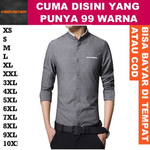 99  WARNA  10XL 9XL 8XL 7XL 6XL 5XL 4XL 3XL XXL XL L M S XS Shirt Hem Cowok Kemeja Pria Shanghai Kok