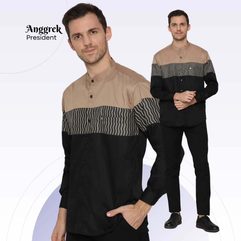 Anggrek President -  Baju Koko Pria Lengan Panjang Premium Bordir Busana Muslim Laki Laki Dewasa