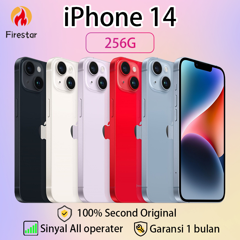 iPhone 14 256GB Second hand 6.1inch fullset LCD Original Mulus Kamera 12MP All Operator Apple 14