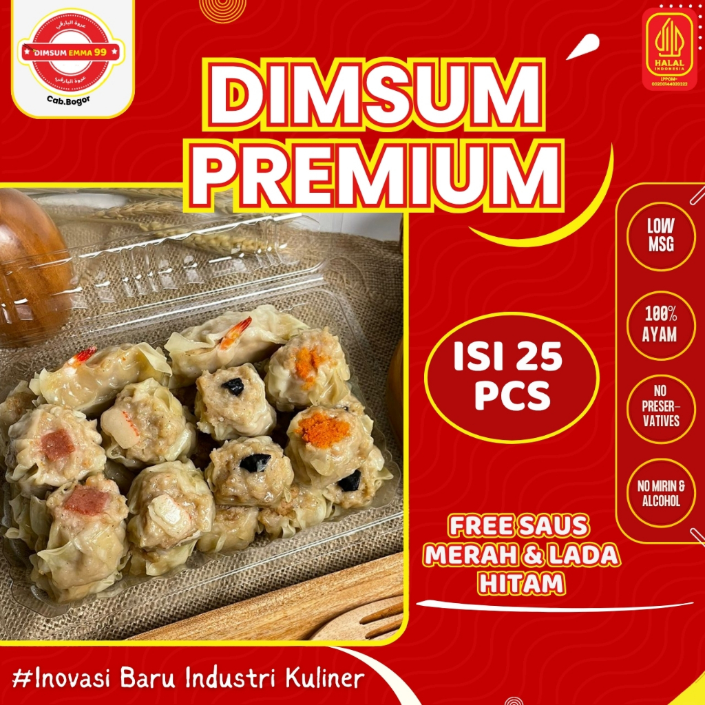 

Dimsum Ayam Premium Frozen Mix isi 25Pcs - Free Saus Merah & Lada Hitam Halal