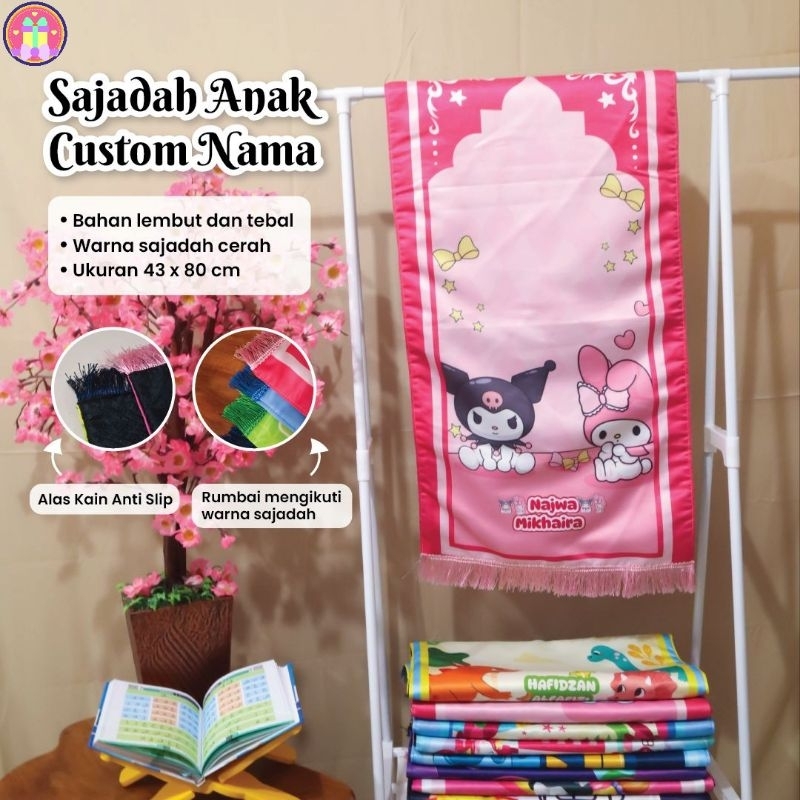 Sajadah Anak Custom Nama Premium Souvenir Sejadah Anak SD TK Sejadah Anti Slip Lapis Busa Kado Souve