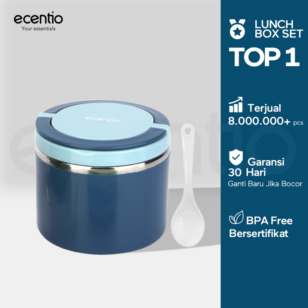 ecentio Cangkir Sup Bekal anti tumpah Sup soup cup Stainless steel Cangkir sup 630ML Tahan Panas Lun