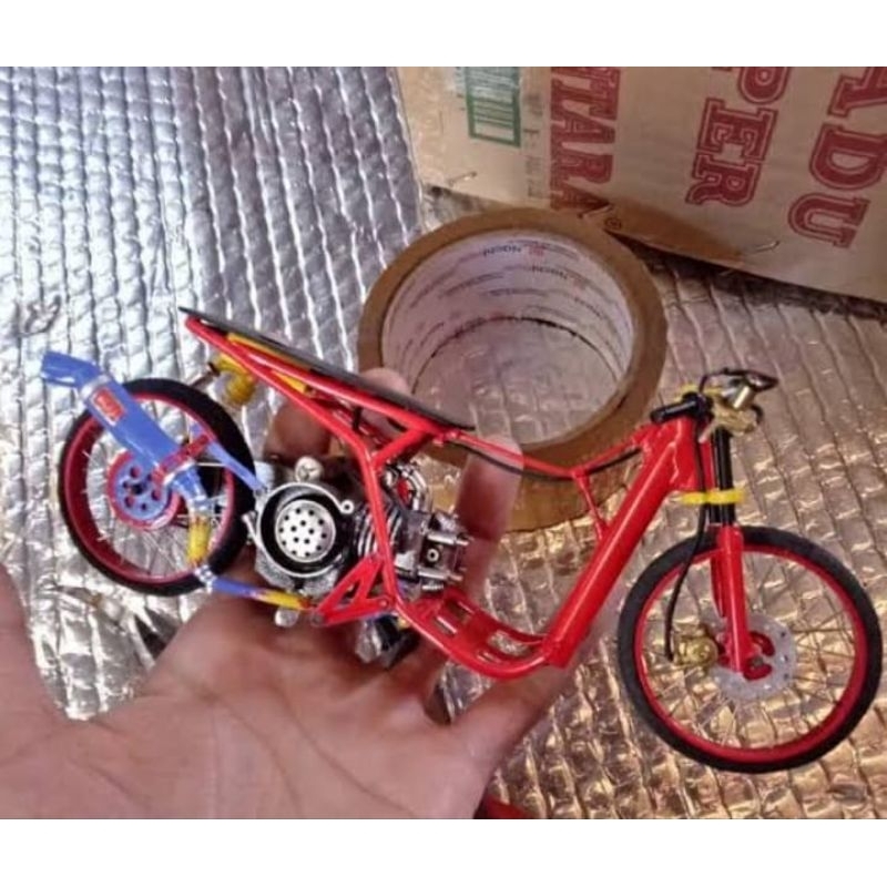 diecast miniatur motor drag bike Thailand Honda beat karbu