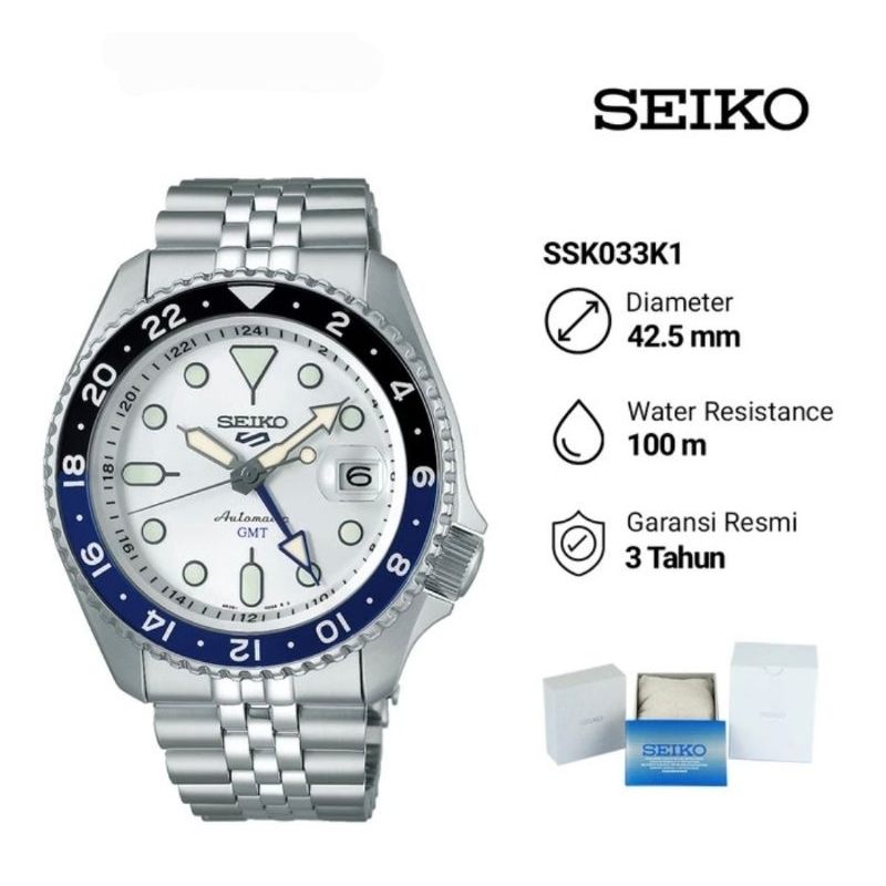 Seiko 5 Sports SSK033K1 SKX Series Automatic GMT Jam Tangan Pria Original