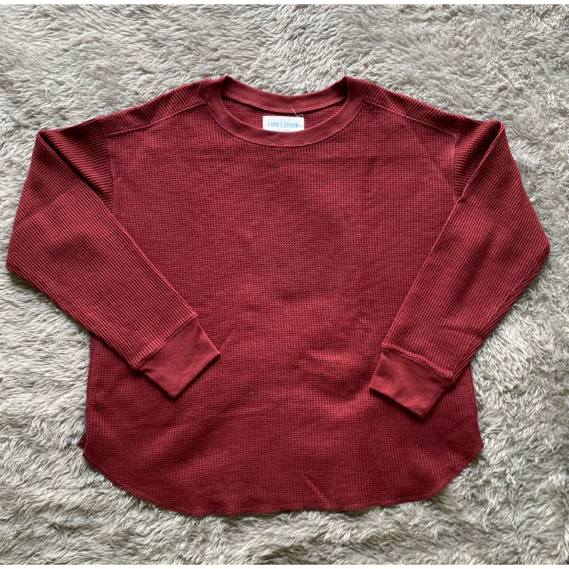 Kaos Waffle Uniqlo Maroon, Baju Waffle Uniqlo Nude | UNIQLO Waffle S M L XL