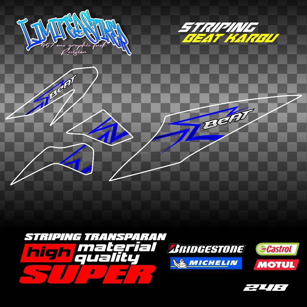 Striping Transparan Uv Beat Karbu Honda Race Style Vietnam / Striping Beat Karbu Transparan