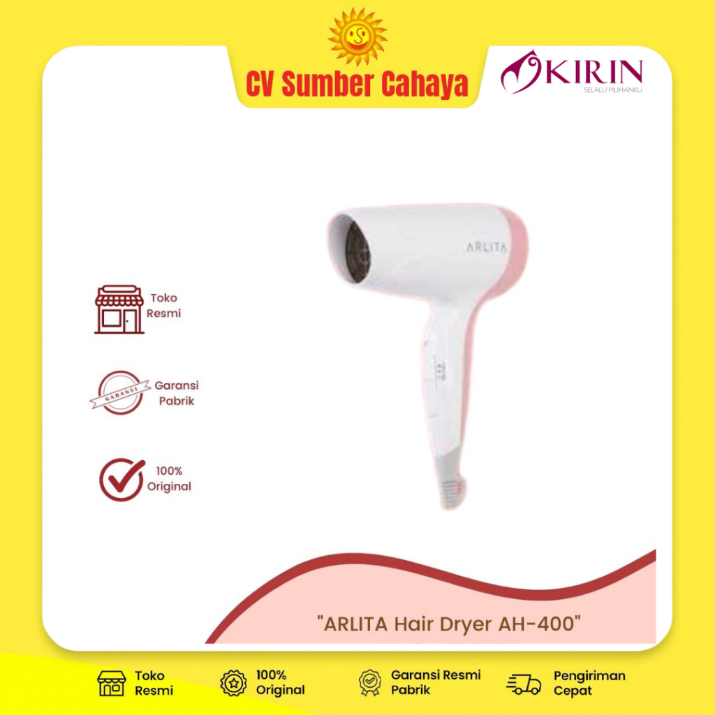 Arlita Hair Dryer Pengering Rambut AH-400 400W By Kirin AH400 AH 400