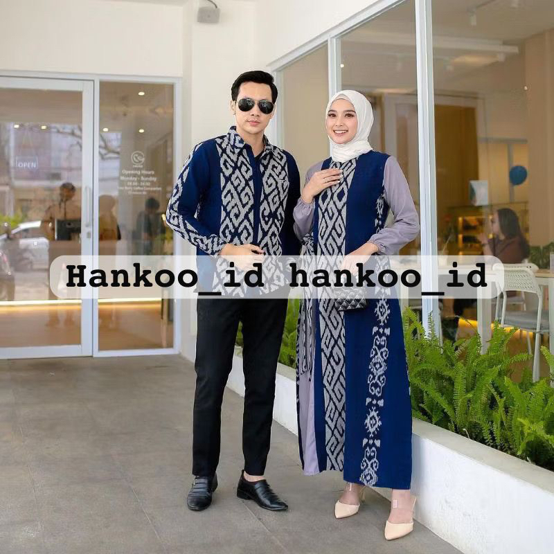 RAYA NAVY COUPLE TENUN - BAJU TENUN COUPLE - COUPLE TENUN KONDANGAN