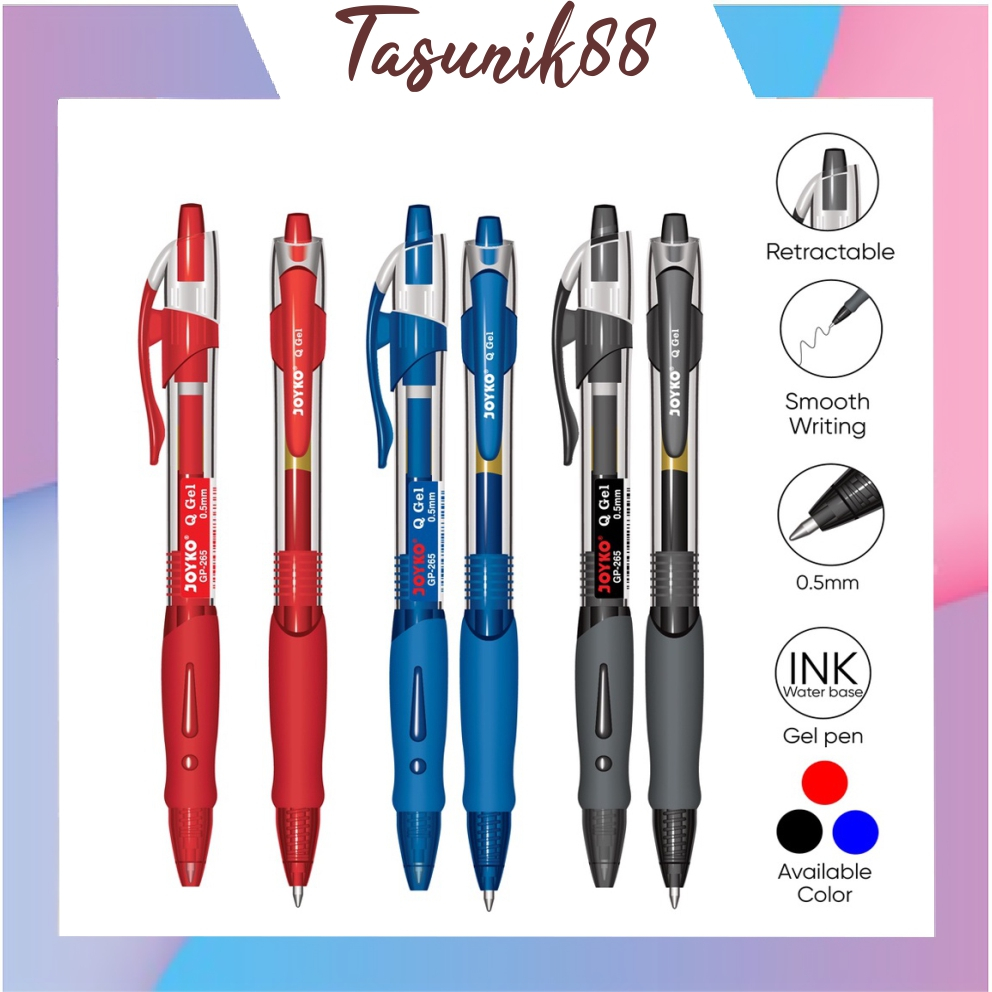 

⭐TasUnik88⭐Gel Pen Pulpen Pena Hitam Biru Merah Pena Gel GP-265 Q Gel 0.5 mm S059