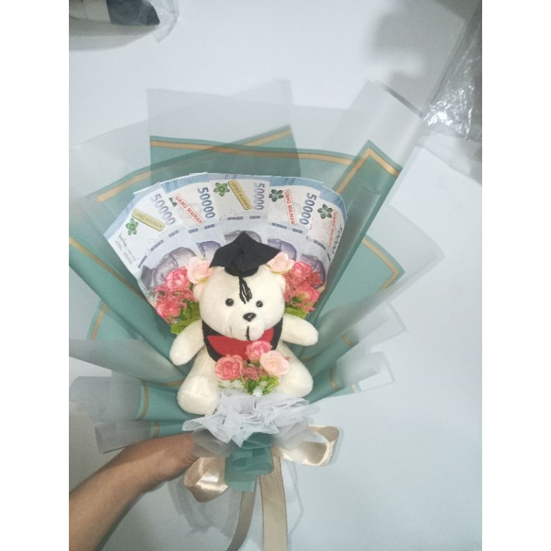 buket boneka wisuda dan uang kosongan/buket uang wisuda/buket wisuda keren