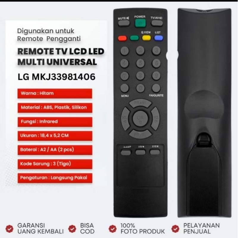 REMOTE TV LG TABUNG/SLIM/FLAT LG type 1406