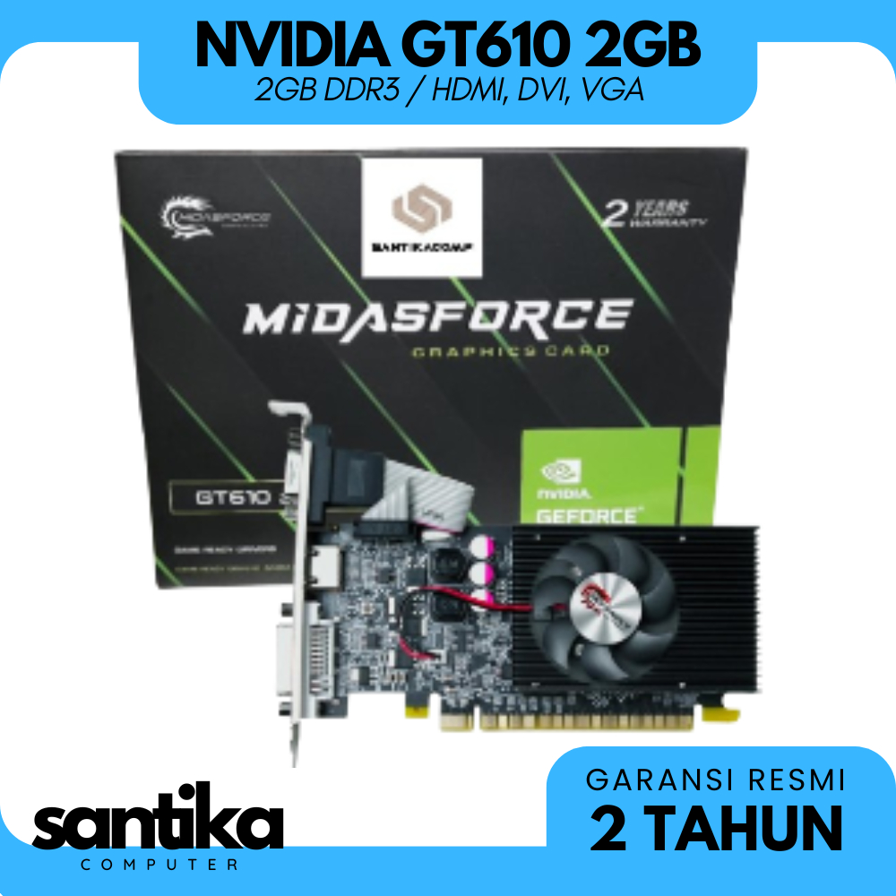 Vga Nvidia GT610 2GB DDR3 LP Midasforce - Vga Card