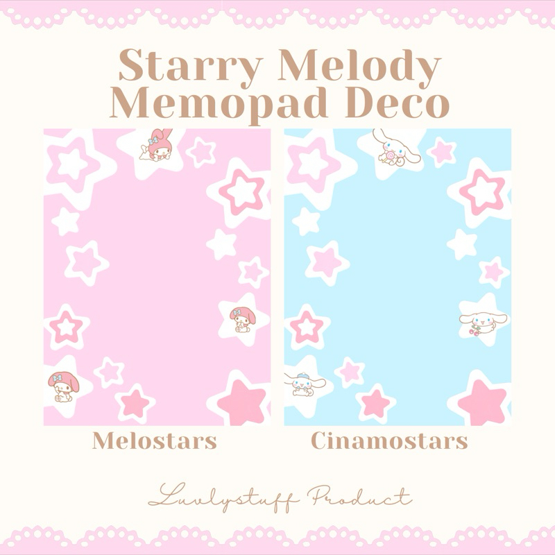 

[Luvlystuff] MEMOPAD SANRIO STARRY MELODY CINAMORROL || PINK BLUE MEMO DECO