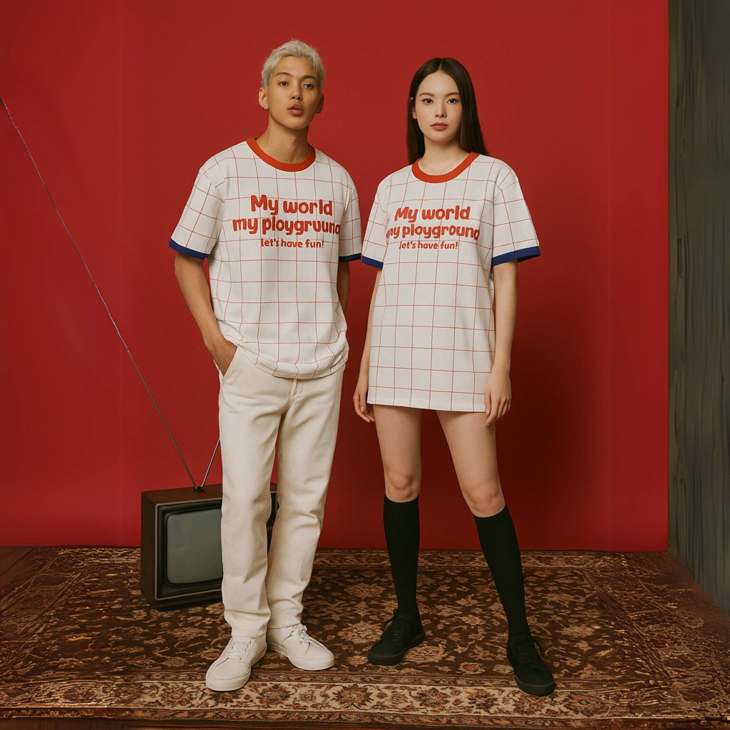 Kaos Couple Garis-Garis Lengan Pendek-Salur-Polos Oversize premium – Baju Pasangan Unisex Kekinian-K