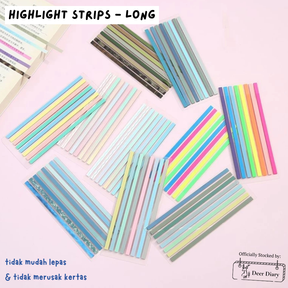 

Deer Diary - Highlighter Strip Long | Penanda Kalimat Buku & Journaling | Sticky Bookmark Rapi