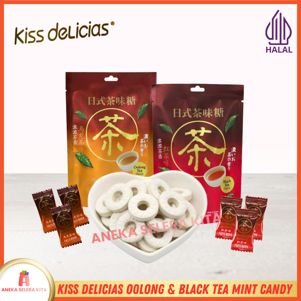 

Kiss Delicias Tea Mint Candy / Permen Sugar Free Rasa Oolong Tea Black Tea Halal 60g