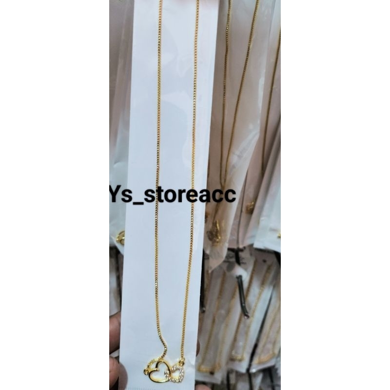 Kalung cantik perhiasan beralapis emas 24 k mainan hati