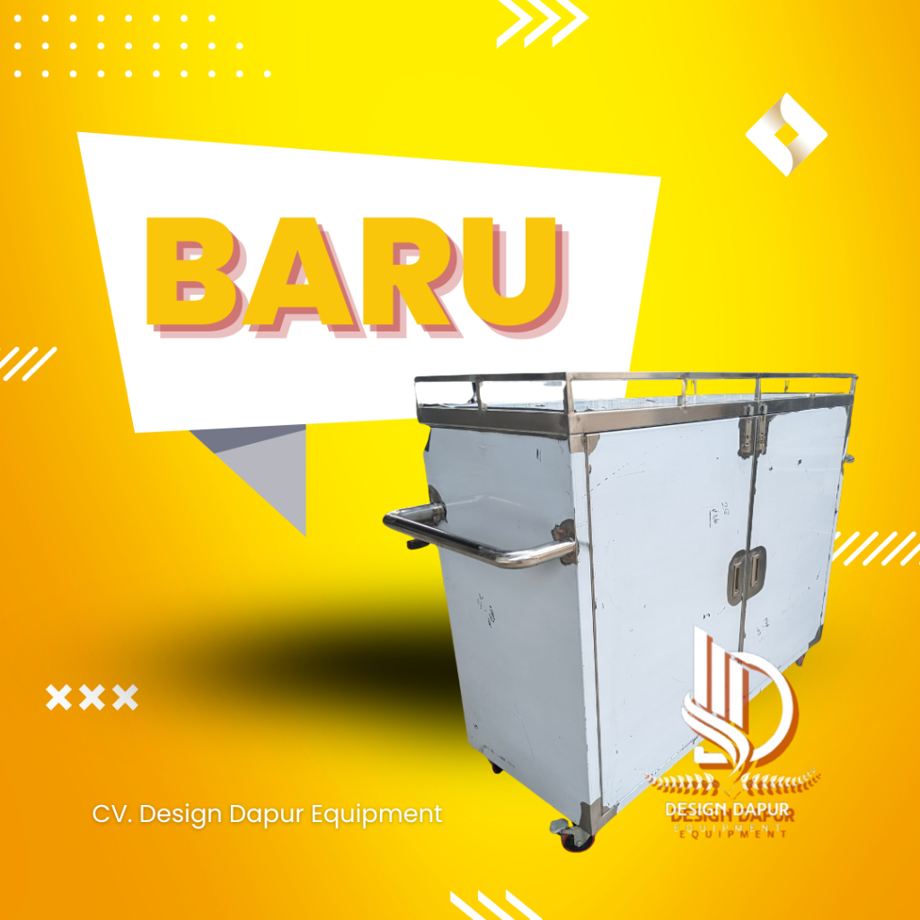 Troli Makanan Stainless Steel 2 Pintu Perlengkapan Rumah Sakit Restoran Hotel