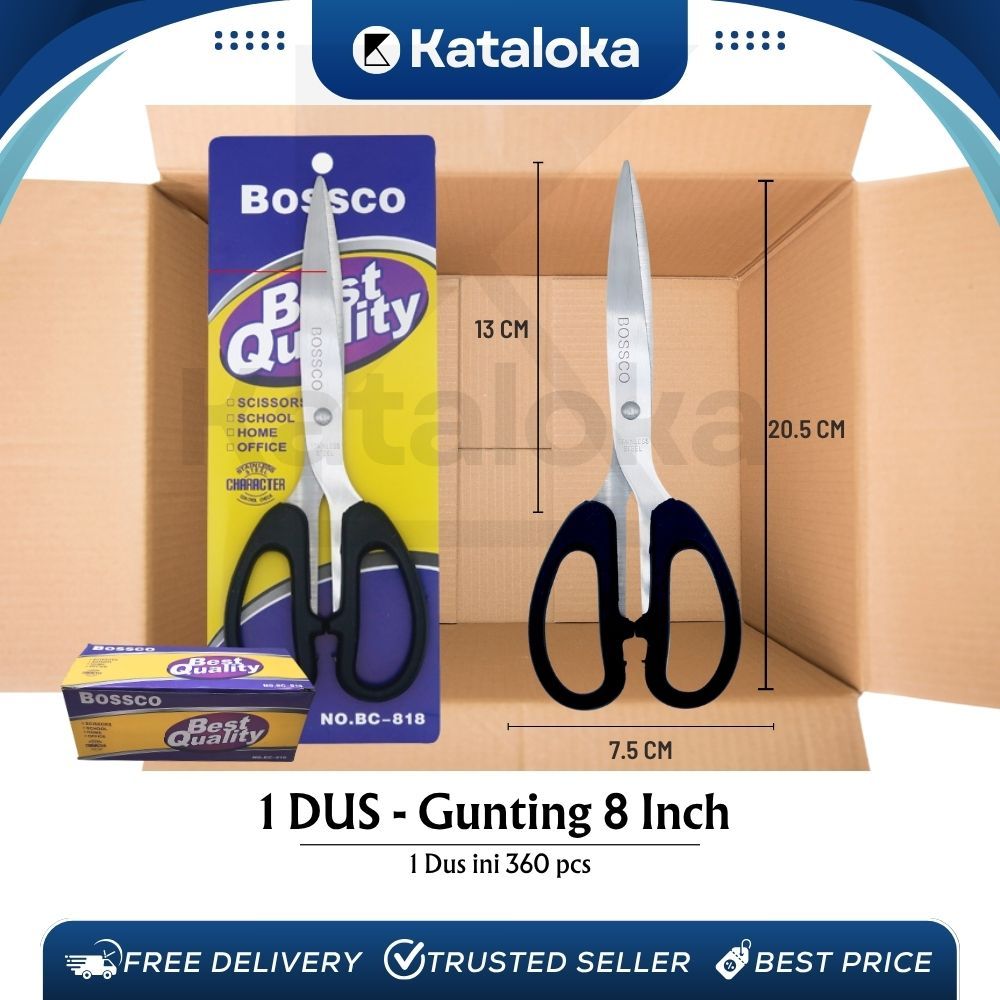 

Grosir 1 Dus isi 360 Pcs Gunting Scissors BOSSCO (8 Inch) BC-818