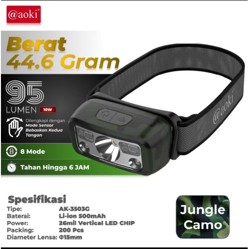 aoki ak-3503g senter kepala cob mini multi fungsi