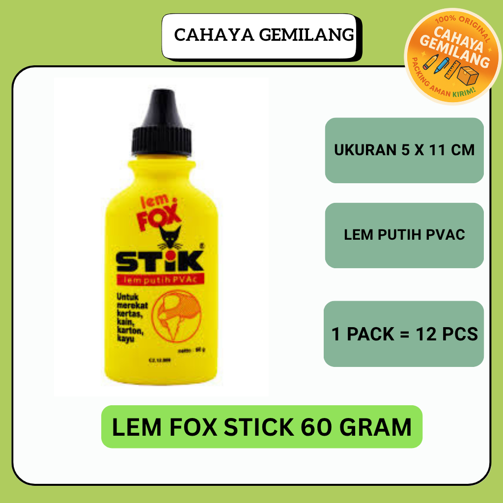 

LEM FOX/LEM STICK/LEM FOX STICK KUNING 60 GRAM PER PACK