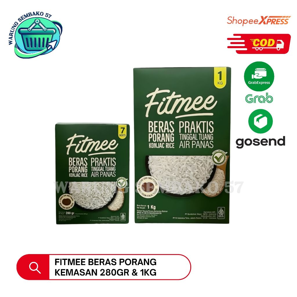 

Fitmee Beras Porang Konjac Rice Air Panas 280gr & 1kg