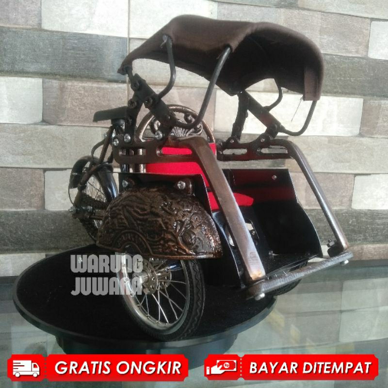 Miniatur Becak Antik Main Replika Becak Jogja Klasik Detail Realpict