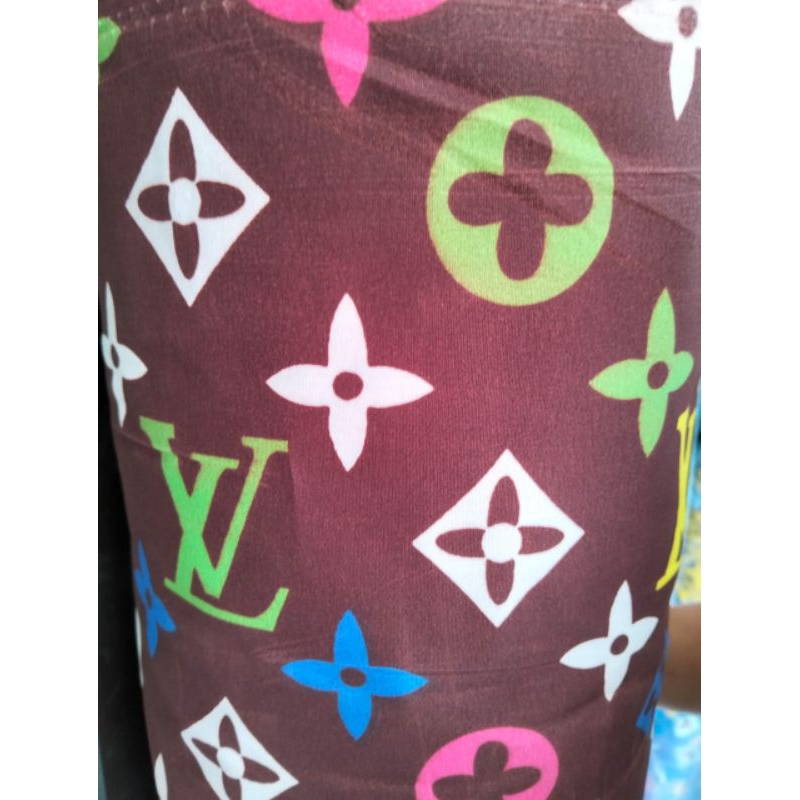 Kain Sprei katun motif LV Coklat L 2,4m.