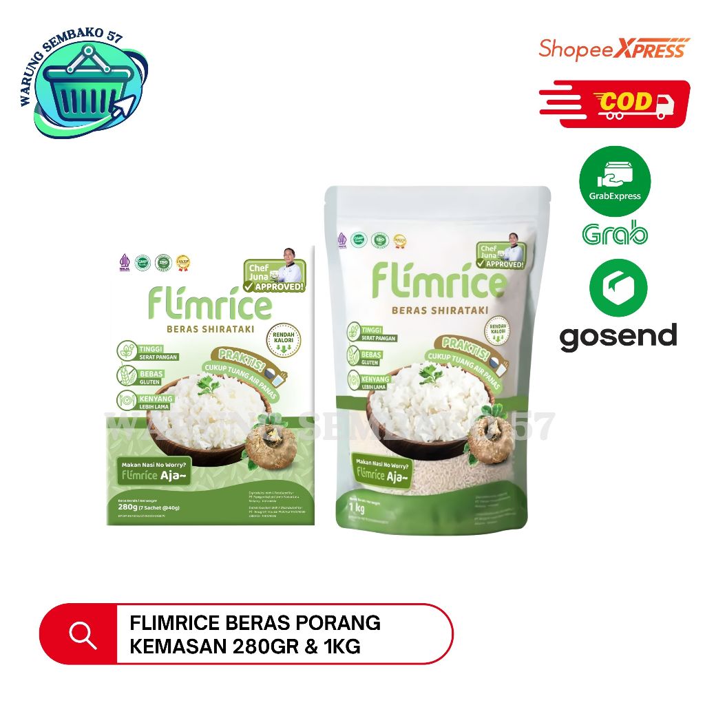 

Flimrice Nasi Shirataki (Nasi Diet) - 280gr & 1 kg / Flimrice