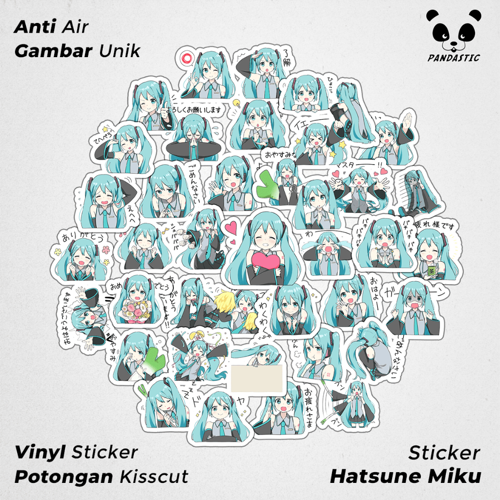 

Stiker Tempel Anime Hatsune Miku Paper Vinyl Dekorasi Laptop Koper Tumbler Kulkas DIY