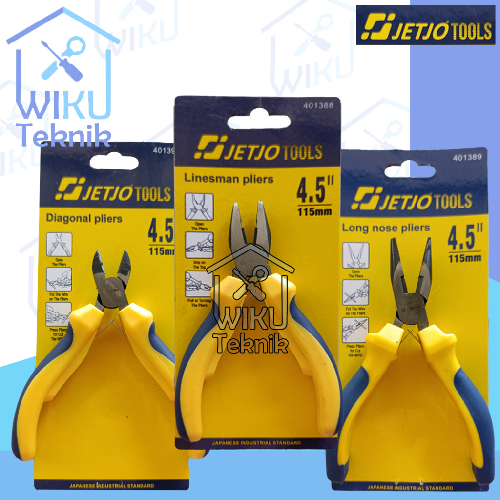 Jetjo Tang Set 3pcs TangSet Tang Potong Lancip Kombinasi 4.5" in KECIL