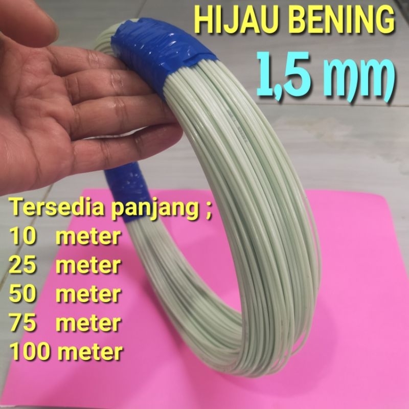 jeruji fiber 1.5 mm hijau bening panjang 100 meter sangkar kandang burung