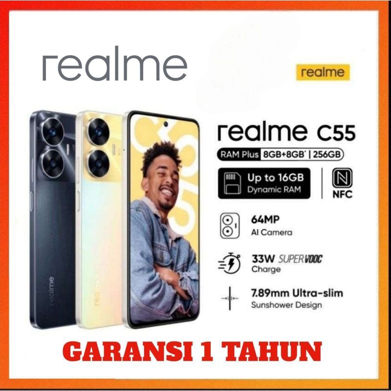 [PROMO] HP REALME C55 Ram 6+128GB & 8+256GB | Dual Camera 64MP | Fast Charging 33Watt | Battery 5000