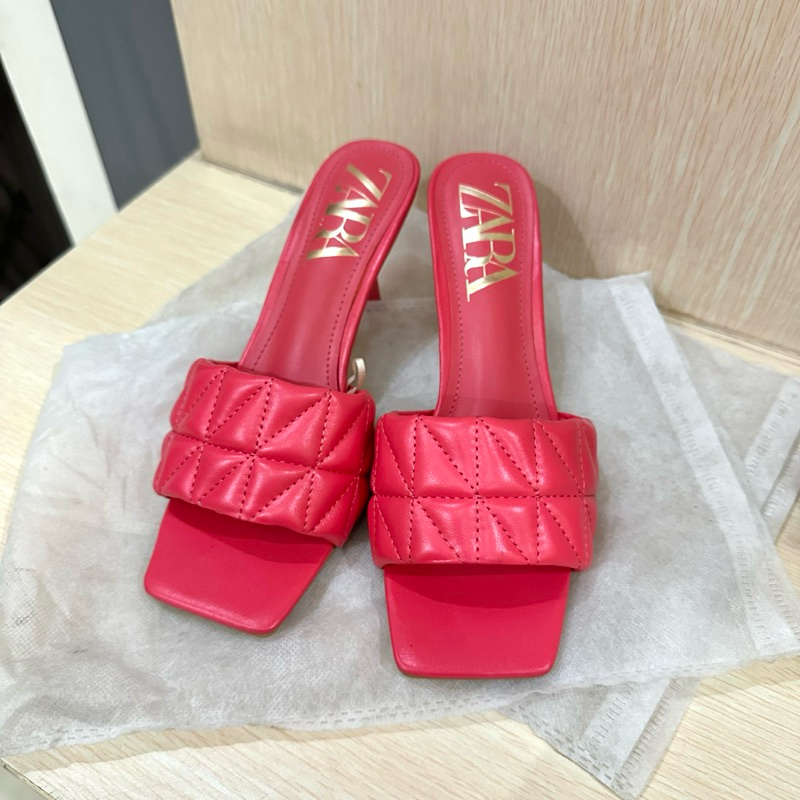 ORI ZARA HEELS PINK FUSCHIA SIZE 39 - 7CM SLIP ON HEELS  - Heels party zara original branded murah -