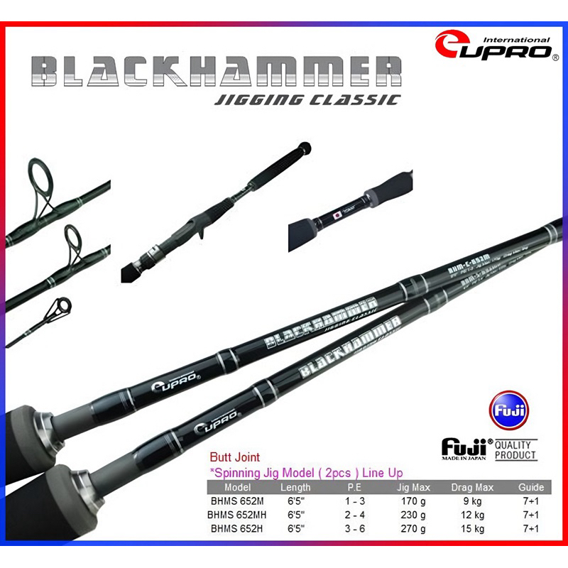 Eupro BLACK HAMMER Spinning / Overhead Rod - Joran Jigging Dasaran Blank Toray Fuji Guide
