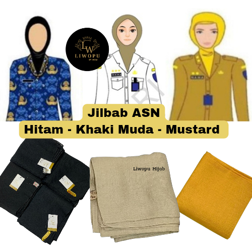 Hijab jilbab ASN PEMDA segi empat khaki muda mustard