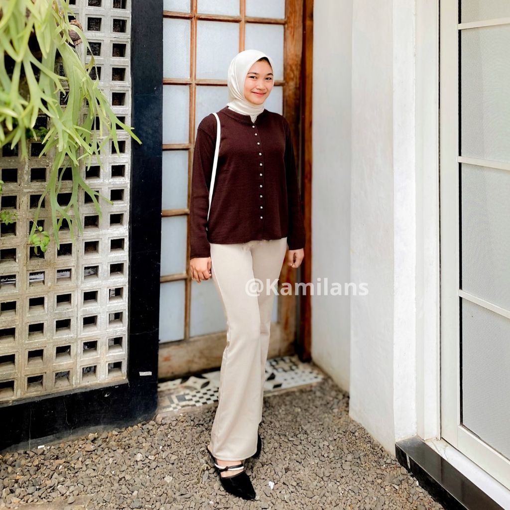 FLARE PANTS - Highwaist Flare Pants - Celana Kulot Cutbray Wanita - Celana Flare Pants Knit Premium