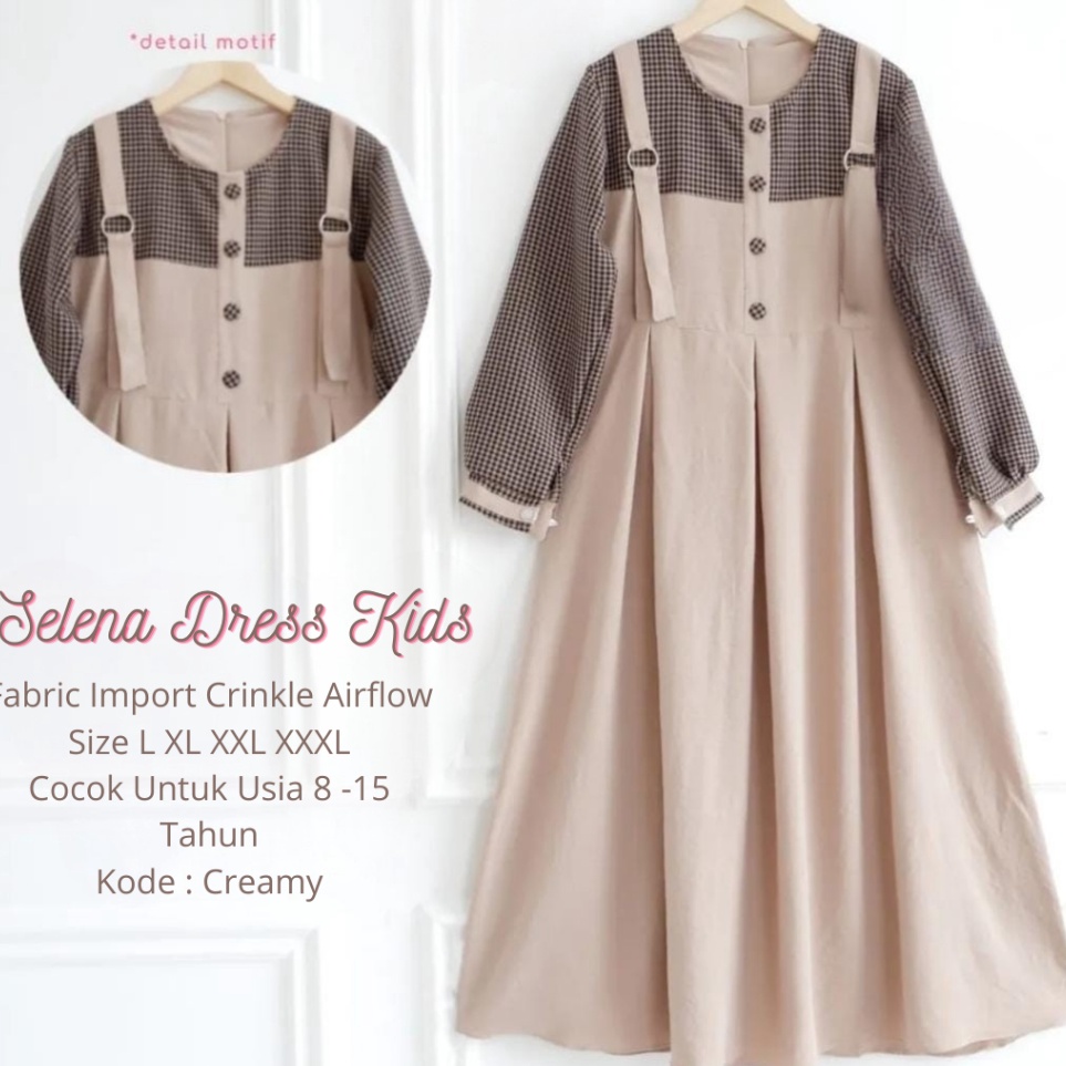 KODE D24U Afia Dress Kids Gamis Anak Terbaru Bahan Crinkle Airflow Size L XL XXL XXXL Usia 8 Sampai 