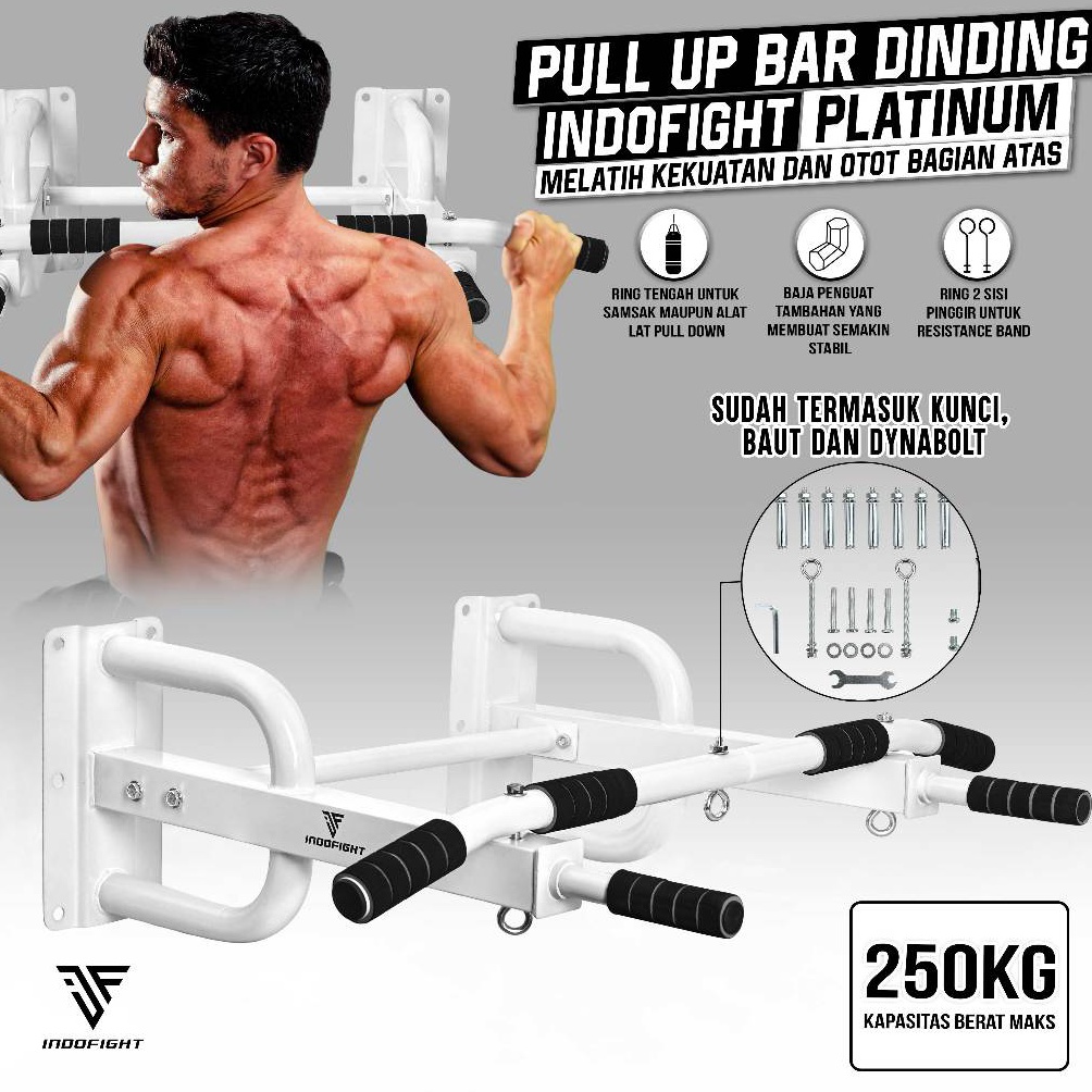 KODE R62P Alat Pull Up di Rumah Dinding Indofight Chin Up Bar Tiang Gantungan Besi Pull Up Premium