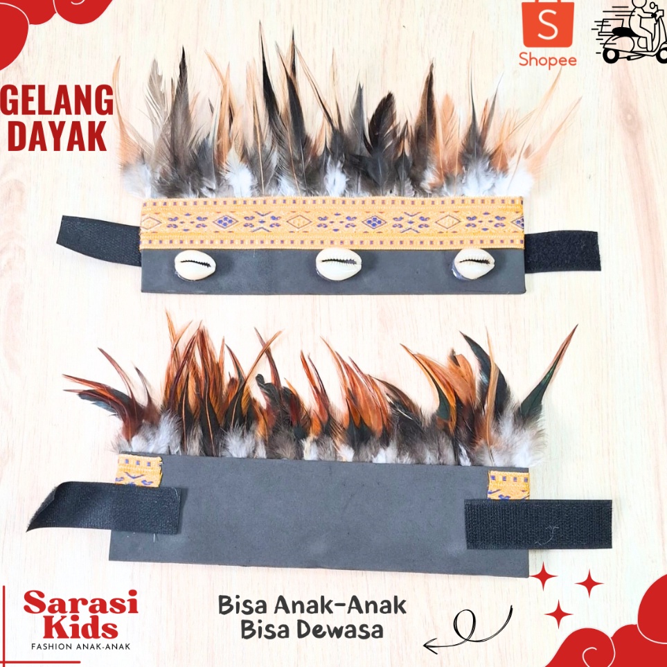KODE C84X Aksesoris bulu dayak gelang bulu dayak tangan dan kaki bulu adat dayak bulu ayam tangan da