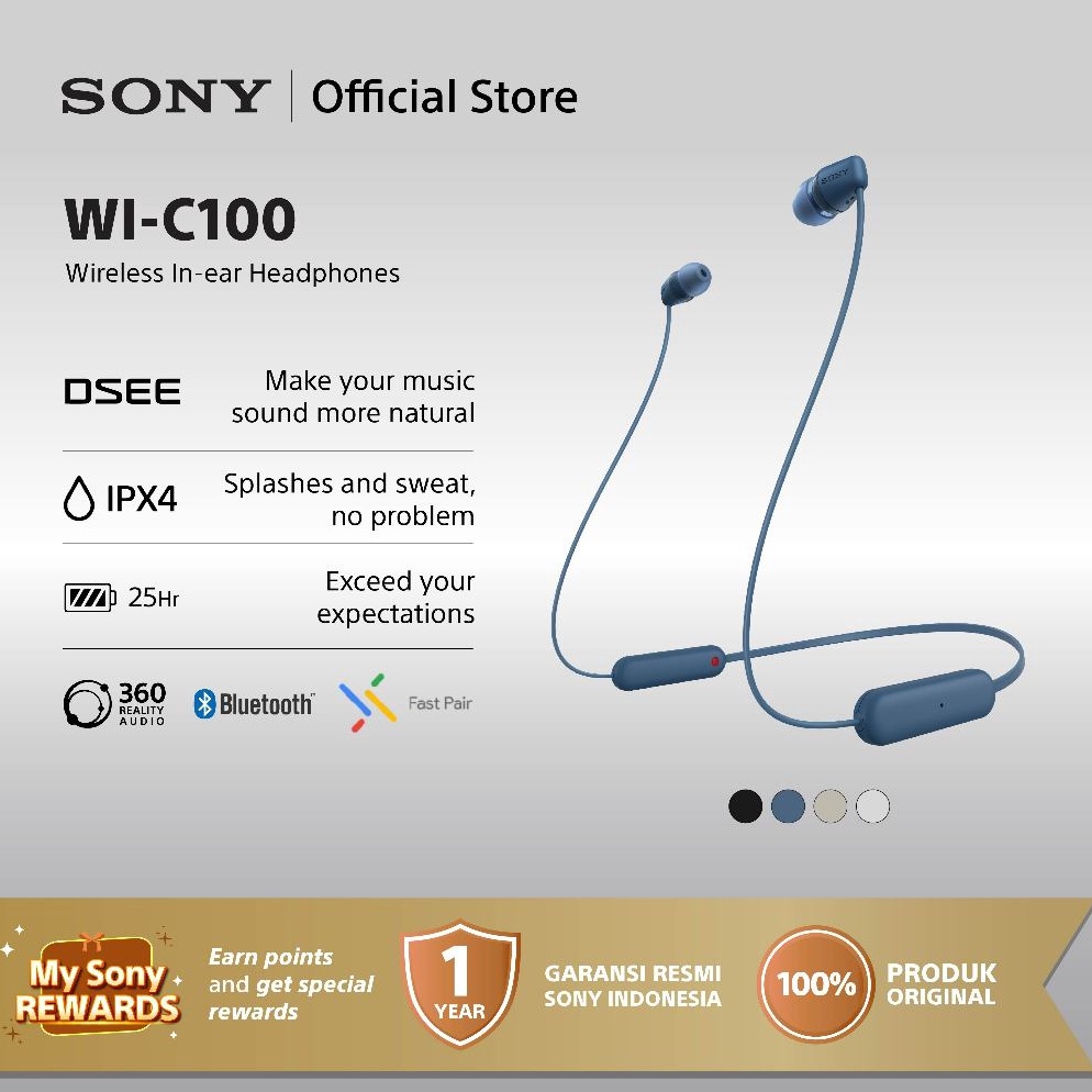KODE I53A Sony WIC1 In Ear Wireless Bluetooth Headset With Microphone For Android  IOS  Blue Battery