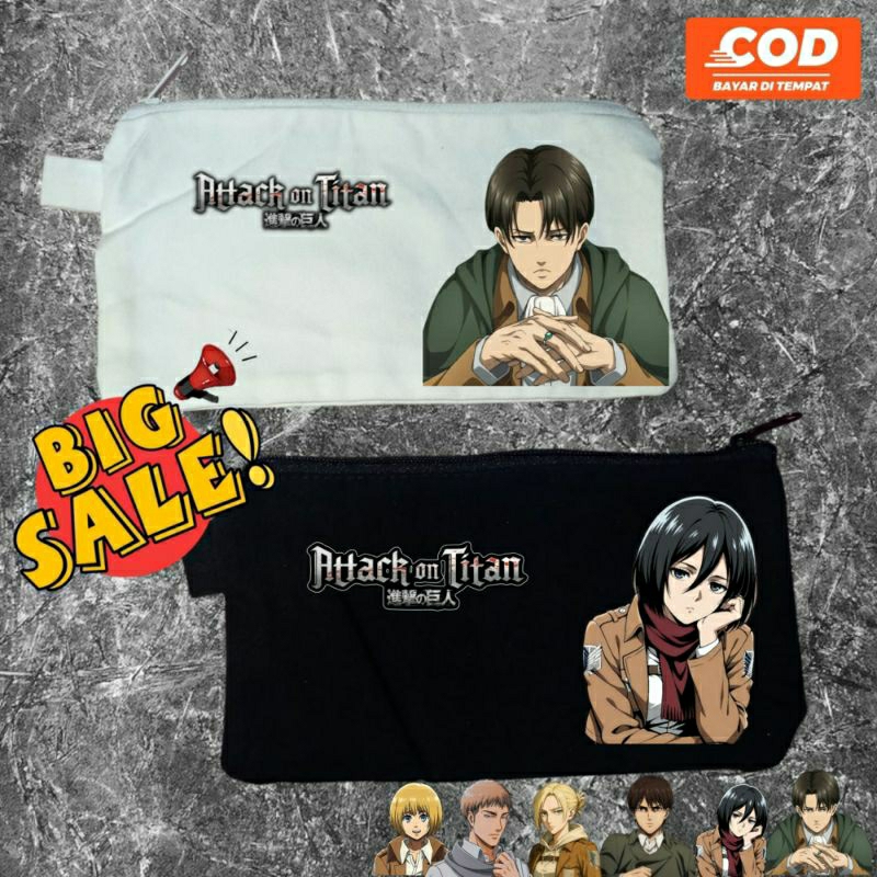 

Tempat pinsil anime attack on tittan pouch kanvas AOT