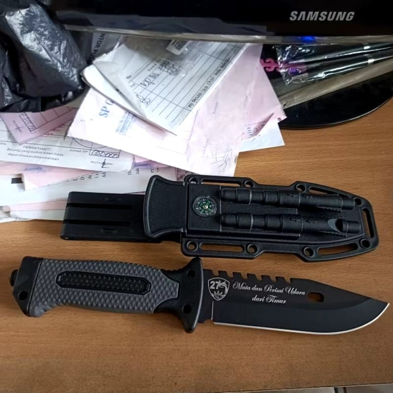 pisau tactical pisau rambo keren mewah exclusive gratis grafir nama / logo