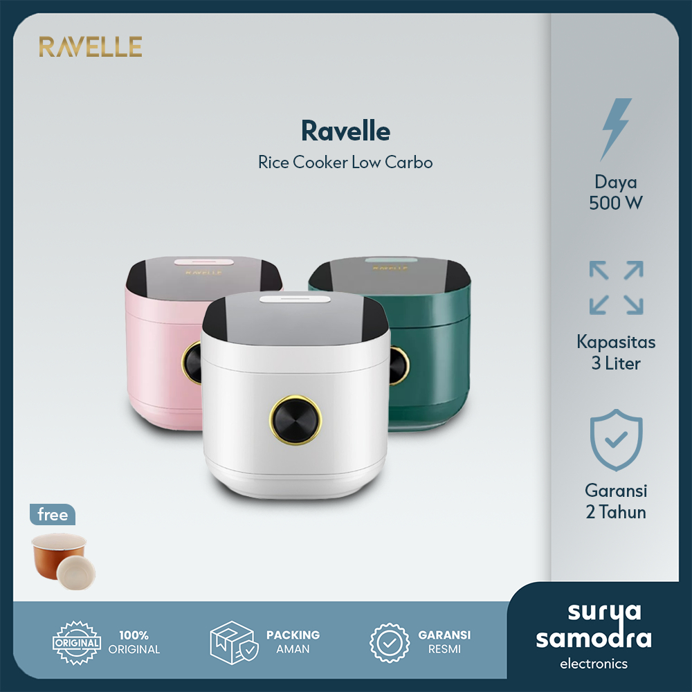 RAVELLE Rice Cooker Digital Low Carbo 3 Liter - Penanak Nasi - Low Watt | Rice Cooker Ravelle Low Ca