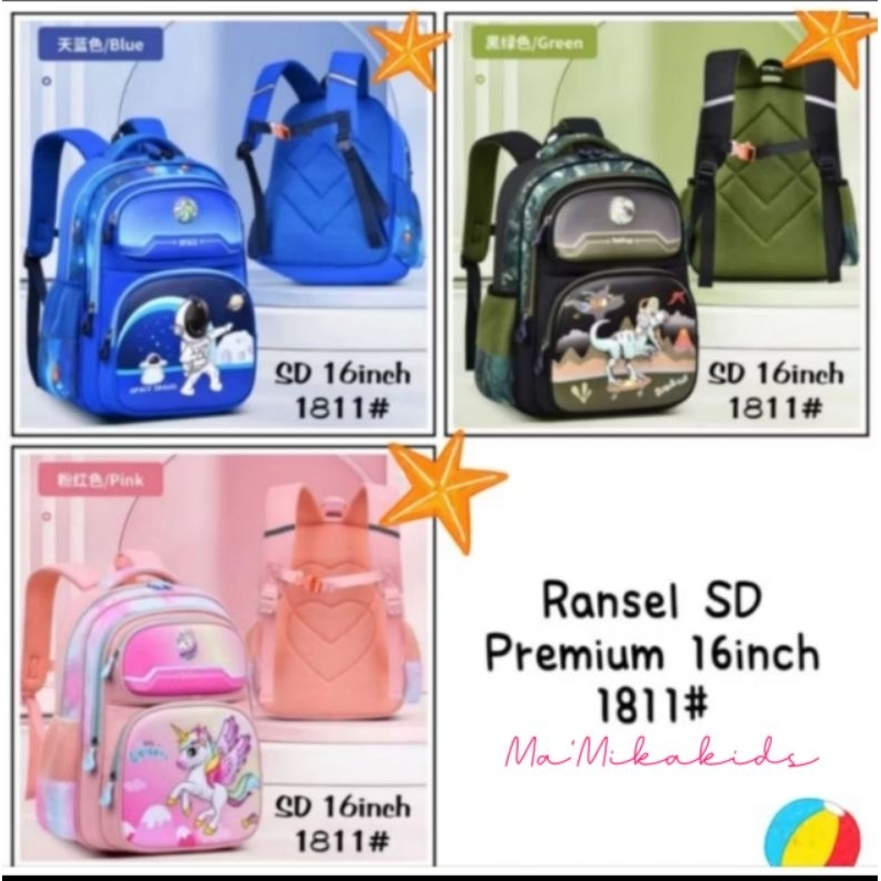 Tas Ransel Sekolah Korea Super Premium SD Karakter Unicron Rabbit Cat Astronot Dino DragonBall Kurom